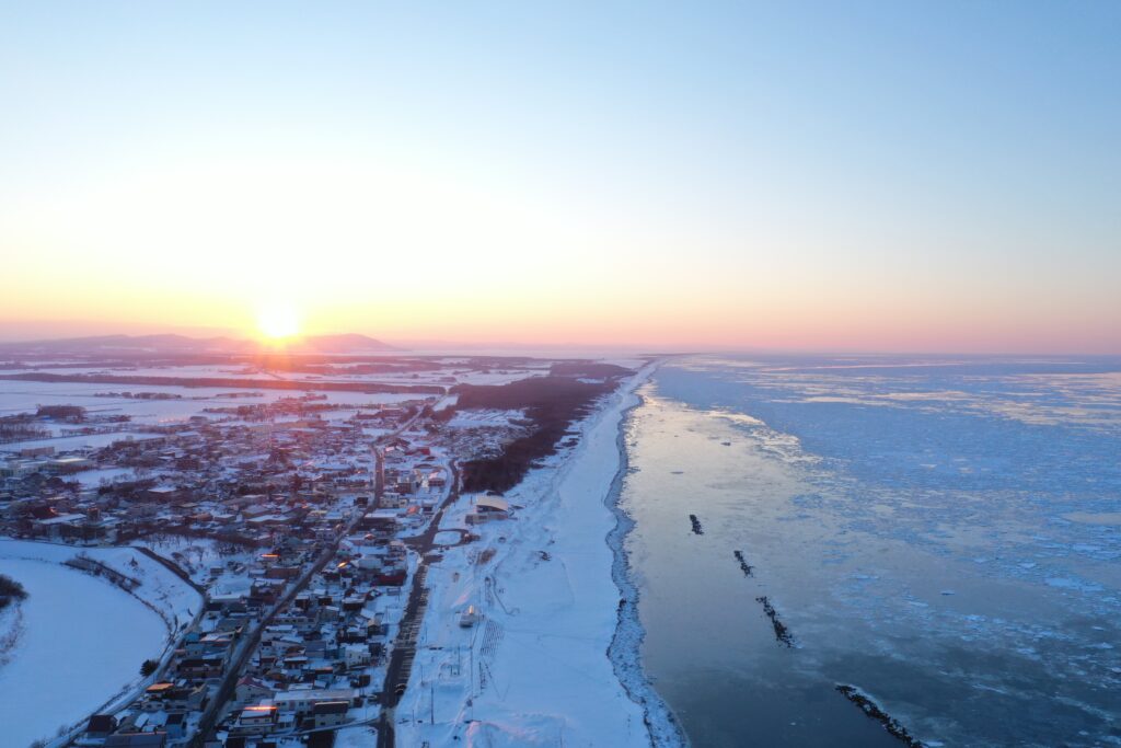 【ＪＡところ通信】夕暮れのオホーツク海を撮影しました